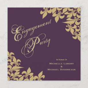 Invitation Équipe d'engagement Eggplant Purple Gold Fleur de