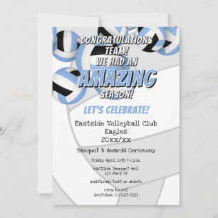 Invitation équipe noire bleu couleurs filles garçons volley-b