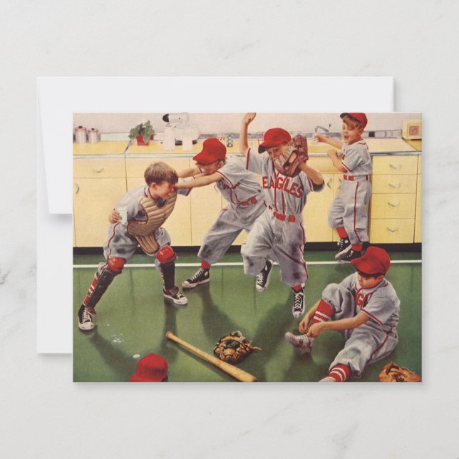Invitation Équipe vintage De Baseball Sports, Boys Roughhousi (Devant)