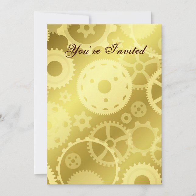 Invitation Équipements en Steampunk en or fêté anniversaire (Devant)