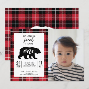 Invitation Ęr anniversaire de plaid de flanelle de motif de