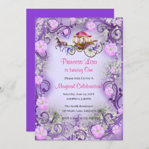 Invitation Ęr anniversaire floral pourpre de princesse Fairy