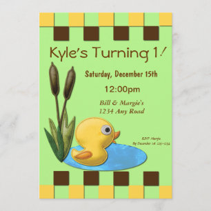 Invitation Ęr anniversaire jaune de Duckie