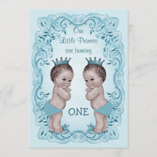 Invitation Ęr anniversaire vintage de prince Boy Twins Ornate