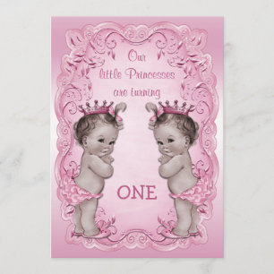 Invitation Ęr anniversaire vintage rose de princesse Twins