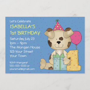 Invitation Ęr chiot personnalisable d'anniversaire