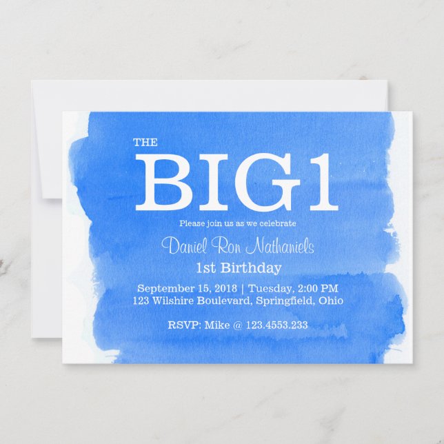 Invitation ęr Lavage bleu de l'aquarelle de Little Boy (Devant)