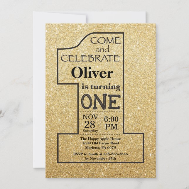 Invitation ęr Parties scintillantes d'or d'anniversaire et (Devant)