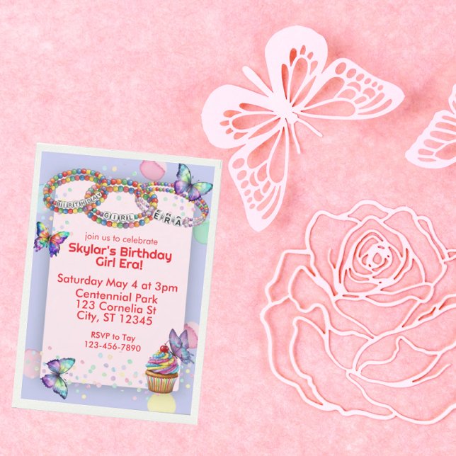 Invitation Ère de la fille d'anniversaire, Bracelet d'amitié  (Créateur téléchargé)