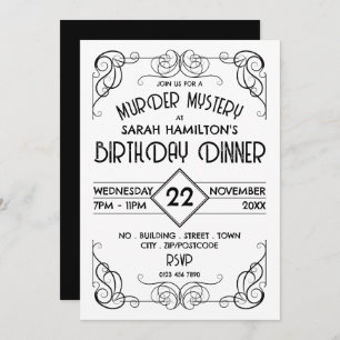 Invitation Ere encadrée victorienne, Mystère du meurtre Anniv