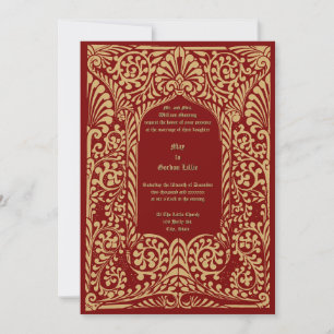 Invitation Ère victorienne 1856 Art nouveau Feuillage