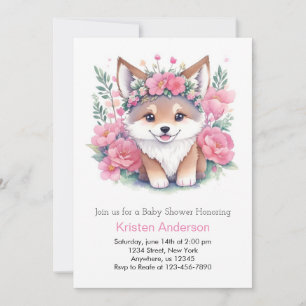 Invitation errer avec les loups : Baby shower de fille
