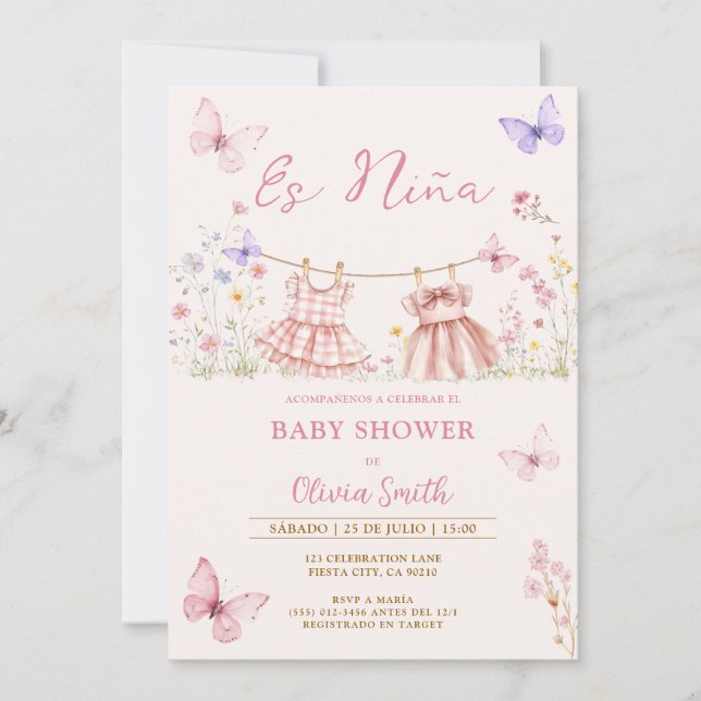 Invitation Es Nina Mexican Wildflower Spanish Baby Shower (Devant)