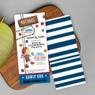 Invitation Escalade de roche Aquarelle Anniversaire Billets P