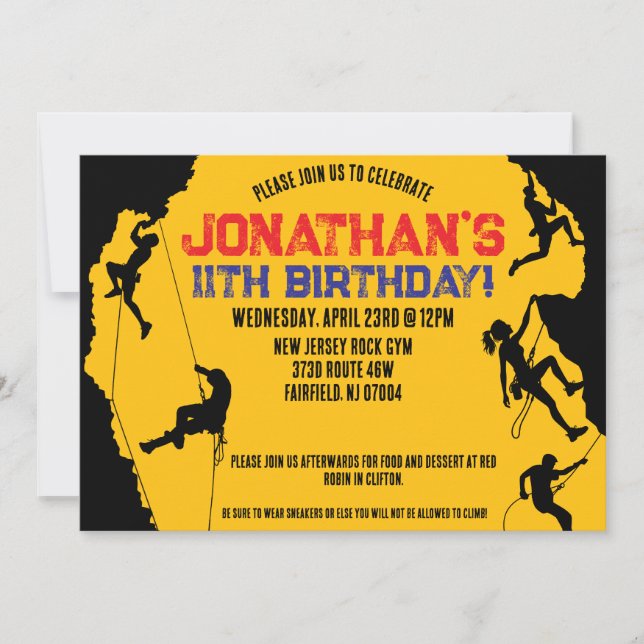 Invitation Escalade Rock Gym Anniversaire (Devant)