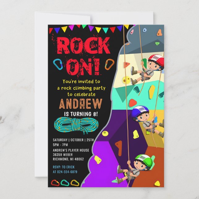 Invitation Escalade Rock personnelle avec photo Anniversaire (Devant)