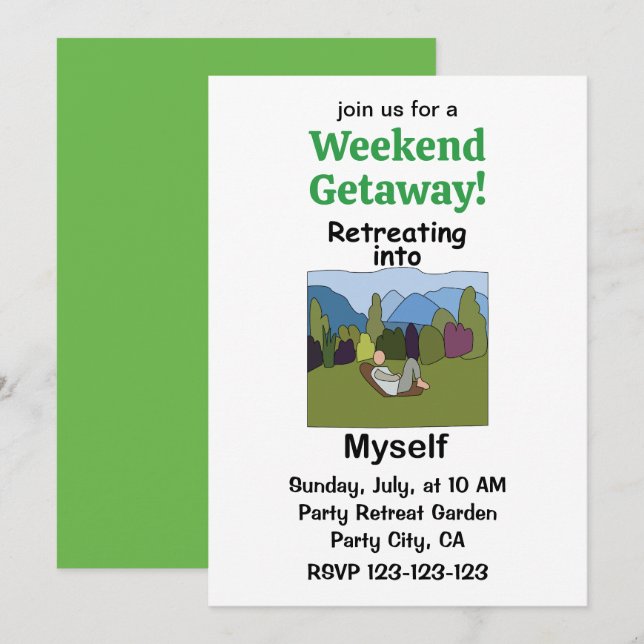 Invitation Escapade de week-end Je me retire en moi-même Fête (Devant / Derrière)