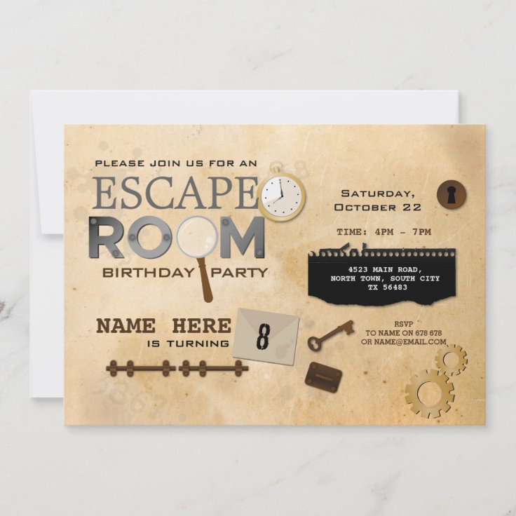 Invitation Escape Room Anniversaire De La Fete Espion Photo Zazzle Fr