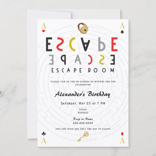 Invitation Escape Room Mystère Anniversaire  (Devant)