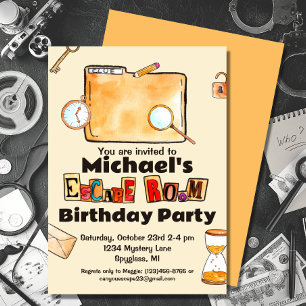 Invitation Escape Room Spy Mystery Anniversaire