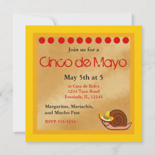 Invitation Escargot dans Sombrero Cinco de Mayo