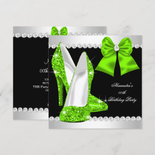 Invitation Escarpins élégants à paillettes vert citron pour a