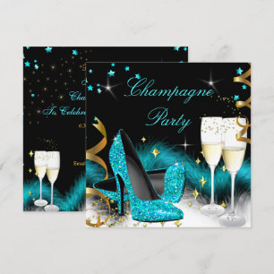 Invitation Escarpins Pailletés Bleu Sarcelle pour Soirée de C