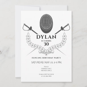 Invitation Escrime fête d'anniversaire Foil Épée Saber Tourno