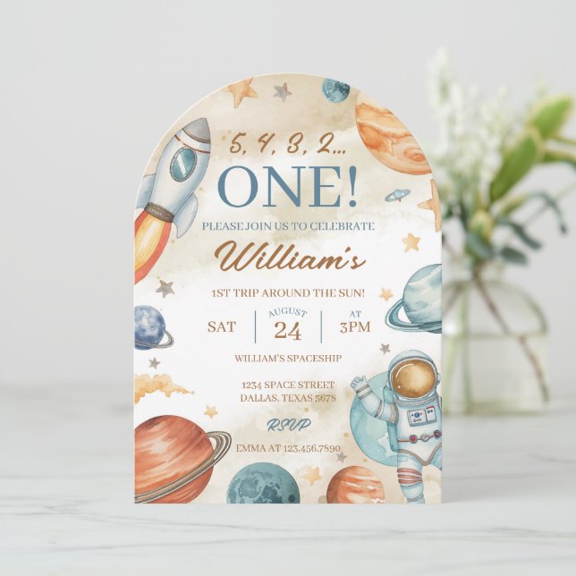 Invitation Espace 1er anniversaire (Debout devant)