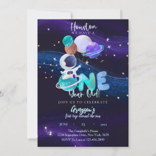 Invitation Espace 1er Anniversaire Galaxie Espace extra-atmos