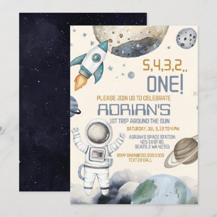 Invitation Espace 1er Anniversaire Premier Voyage Autour Du S