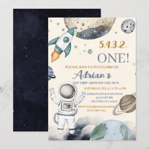 Invitation Espace 1er Anniversaire Premier Voyage Autour Du S