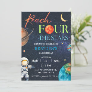 Invitation Espace 4th Reach Four The Stars Galaxy Anniversair