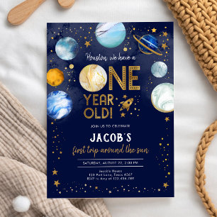 Invitation Espace Astronaute Planète Galaxie 1er Anniversaire