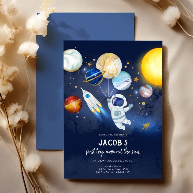 Invitation Espace Astronaute Planète Galaxie Anniversaire (Créateur téléchargé)