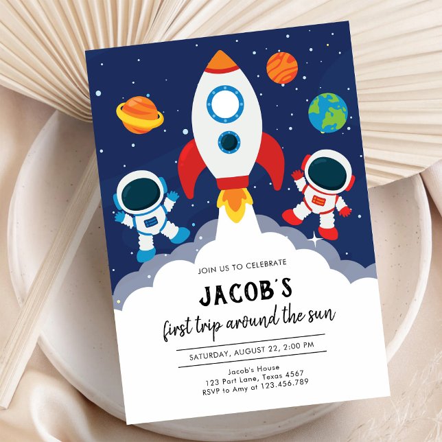 Invitation Espace Astronaute Planète Galaxie Anniversaire (Créateur téléchargé)
