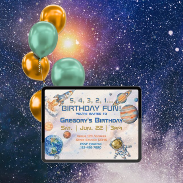 Invitation Espace de plaisir d'anniversaire 5 4 3 2 1 (Créateur téléchargé)