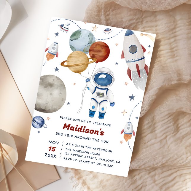 Invitation Espace Extérieur Anniversaire 3ème Voyage Autour D (Créateur téléchargé)