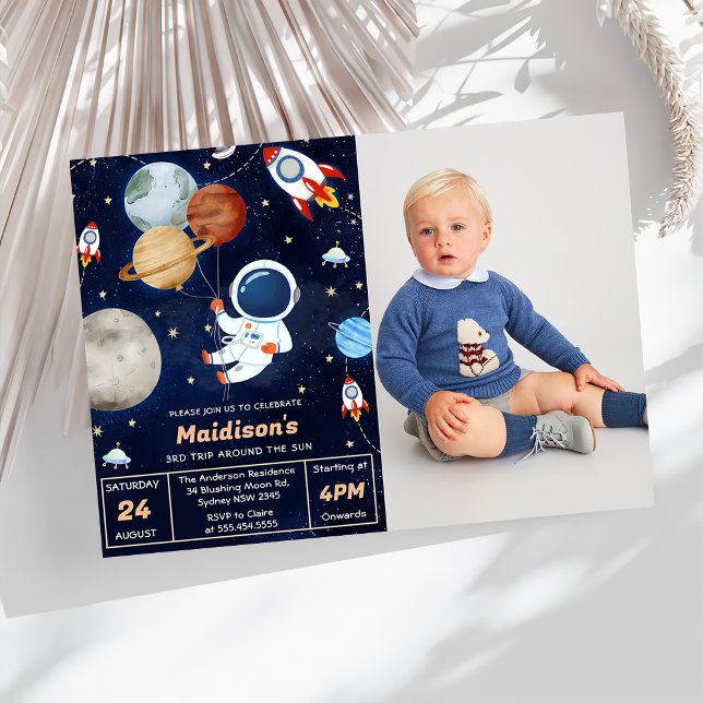 Invitation Espace Extérieur Anniversaire 3ème Voyage Autour D (Créateur téléchargé)