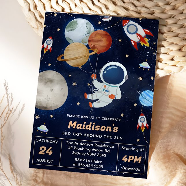 Invitation Espace Extérieur Anniversaire 3ème Voyage Autour D (Créateur téléchargé)