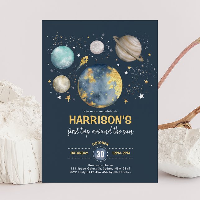 Invitation Espace Extérieur Lune Étoiles Voyage Autour Du Sol (Créateur téléchargé)