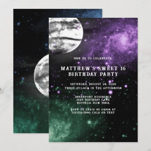 Invitation Espace Extérieur Terre Garçon Doux 16 Anniversaire