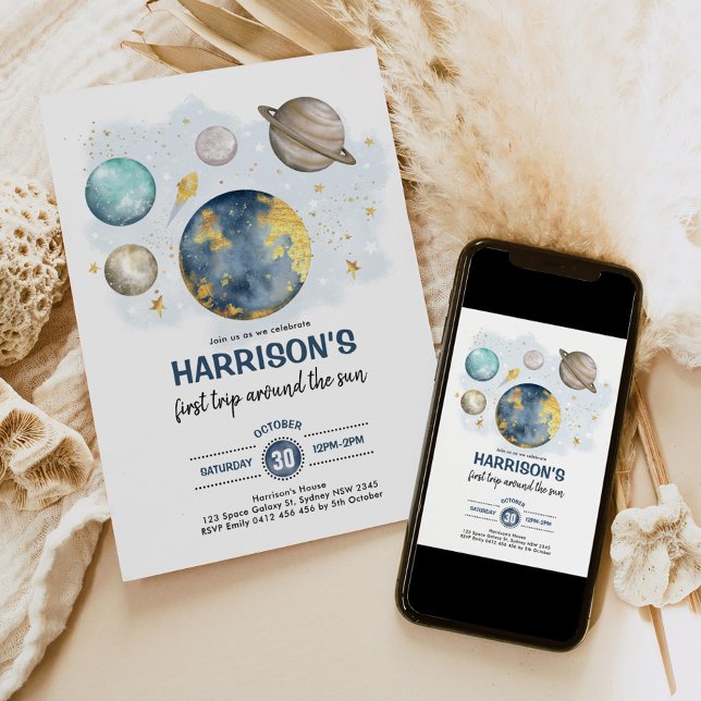 Invitation Espace extra-atmosphérique 1er anniversaire Galaxi (Créateur téléchargé)