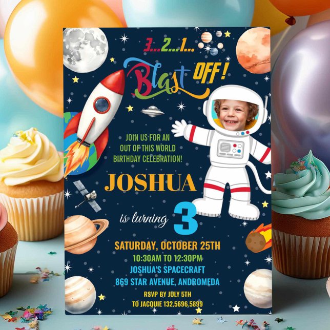 Invitation Espace extra-atmosphérique Rocket Planet Astronaut (Créateur téléchargé)