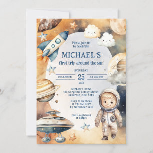 Invitation Espace Galaxie Premier Tour Autour du Soleil Anniv