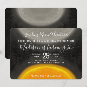 Invitation Espace Lune Galaxie Anniversaire Main Tirée Invita