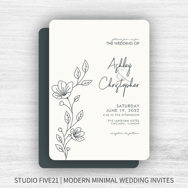 Invitation Espace moderne Gris Foliting Mariage en ligne (Créateur téléchargé)