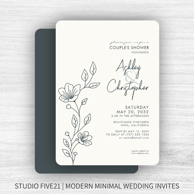 Invitation Espace moderne Gris Foliting Wedding shower en lig (Créateur téléchargé)