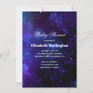 Invitation Espace naval. Les étoiles de nuit. Baby shower de