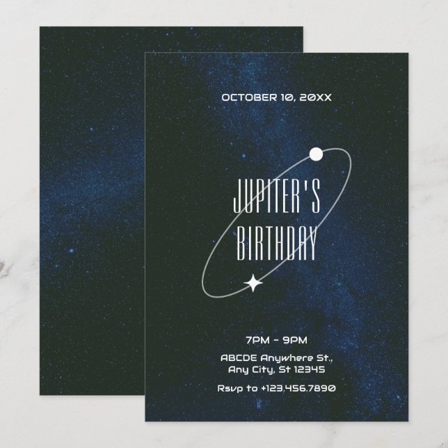 Invitation Espace Nuit Étoilée Univers Anniversaire  (Devant / Derrière)